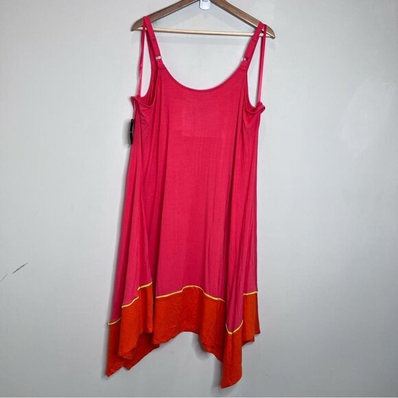 Torrid Womens Plus Size 3X Shark Bite Trapeze Jersey Sundress Pink Orange NEW - Picture 4 of 14